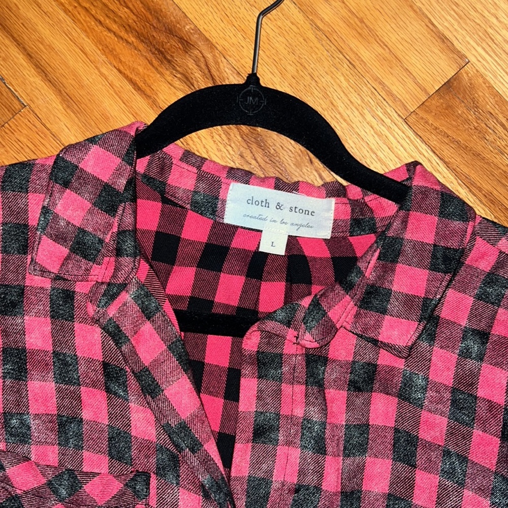 Red Checkered Flannel Button-Down - image 4
